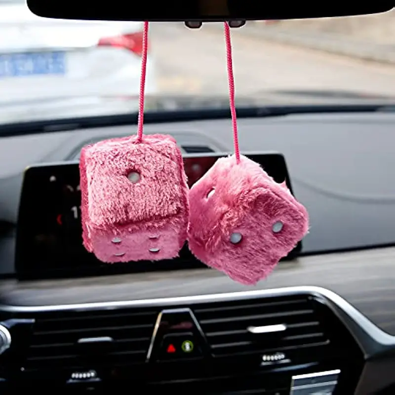 1 Paar Plüsch Fuzzy Soft Würfel für Auto Dekoration hängende