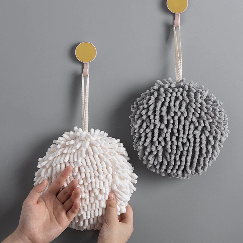 Chenille Hand Towels Kitchen Bathroom Hand Towel Ball With Hanging Loops  Quick Dry Soft Absorbent Microfiber Towels - Temu