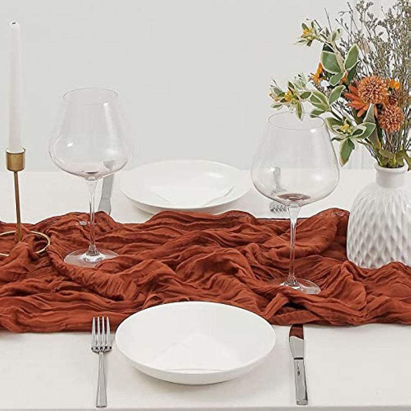 Rust Cheesecloth Table Runner Boho Gauze Cheese Cloth Table Temu