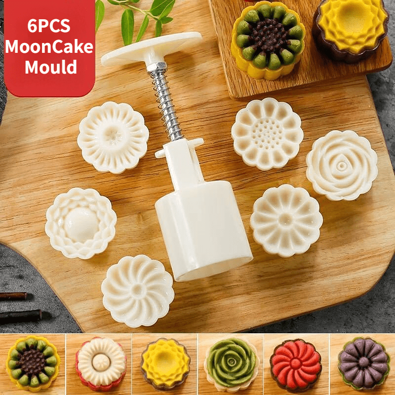 Plastic Mooncake Mold Chrysanthemum Lotus Stamp Cookie Cutter Mould DIY  Baking