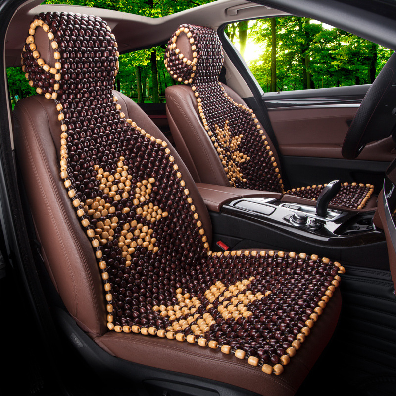 Car Seat Cushion Wooden Beads Breathable Waist - Temu