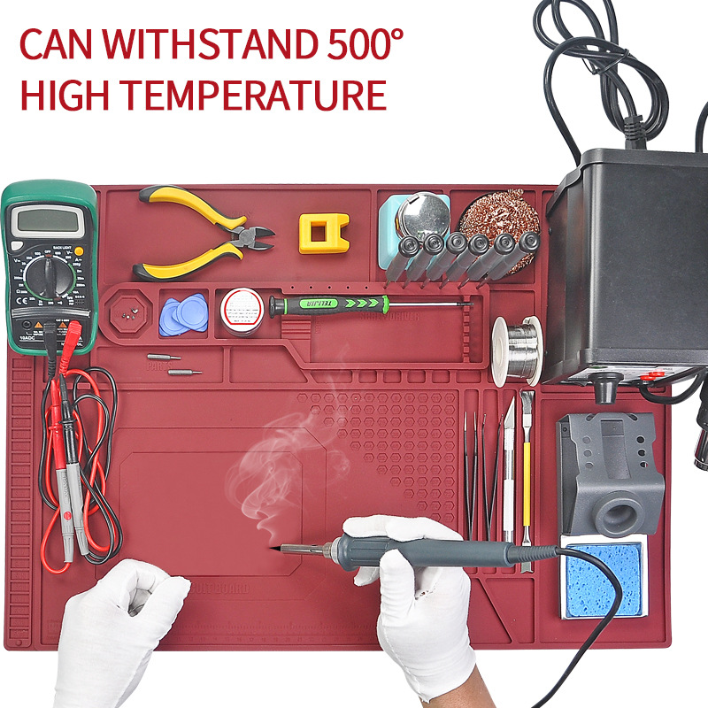 Silicone Soldering Mat ESD Antistatic Heat Resistant Insulation Work Mat  Soldering Station Kit Repair Pad Maintenance Platform