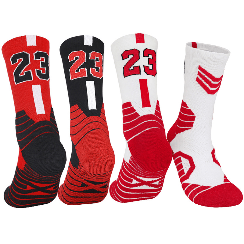 

1/3/5pairs Men's Number 23 Professional Thick Padded Basketball Athletic Sport Socks
