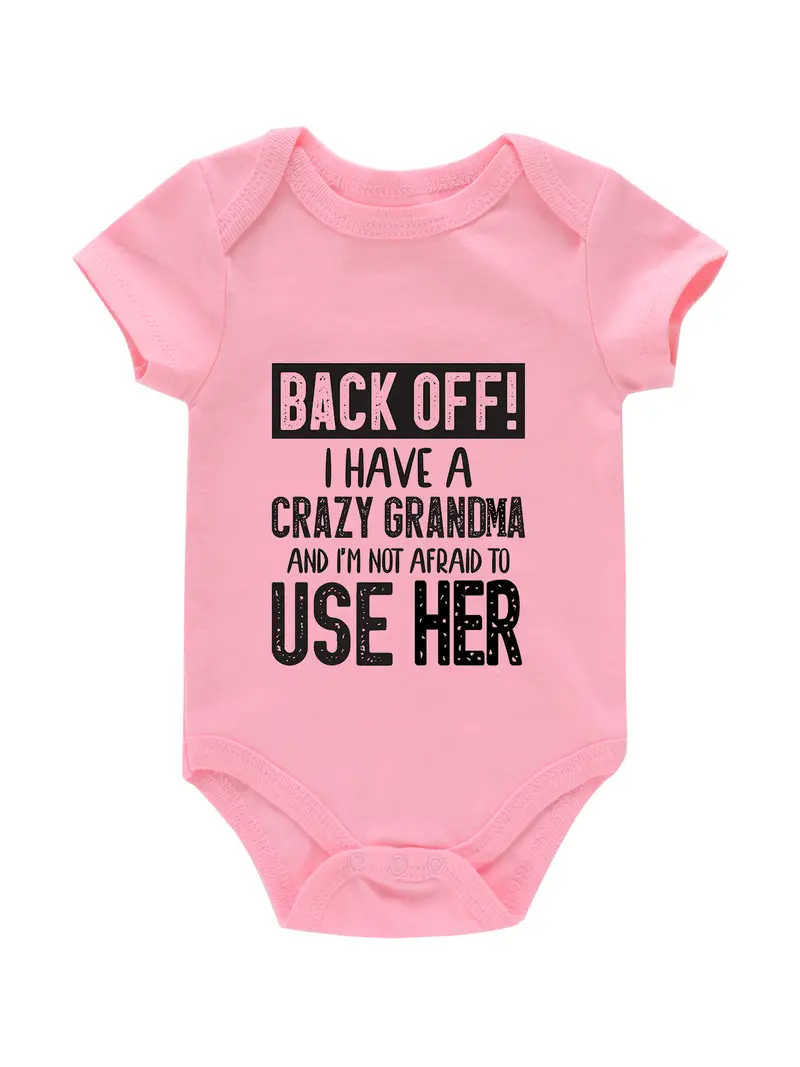 baby girls casual i have a crazy grandma short sleeve onesie clothes details 19