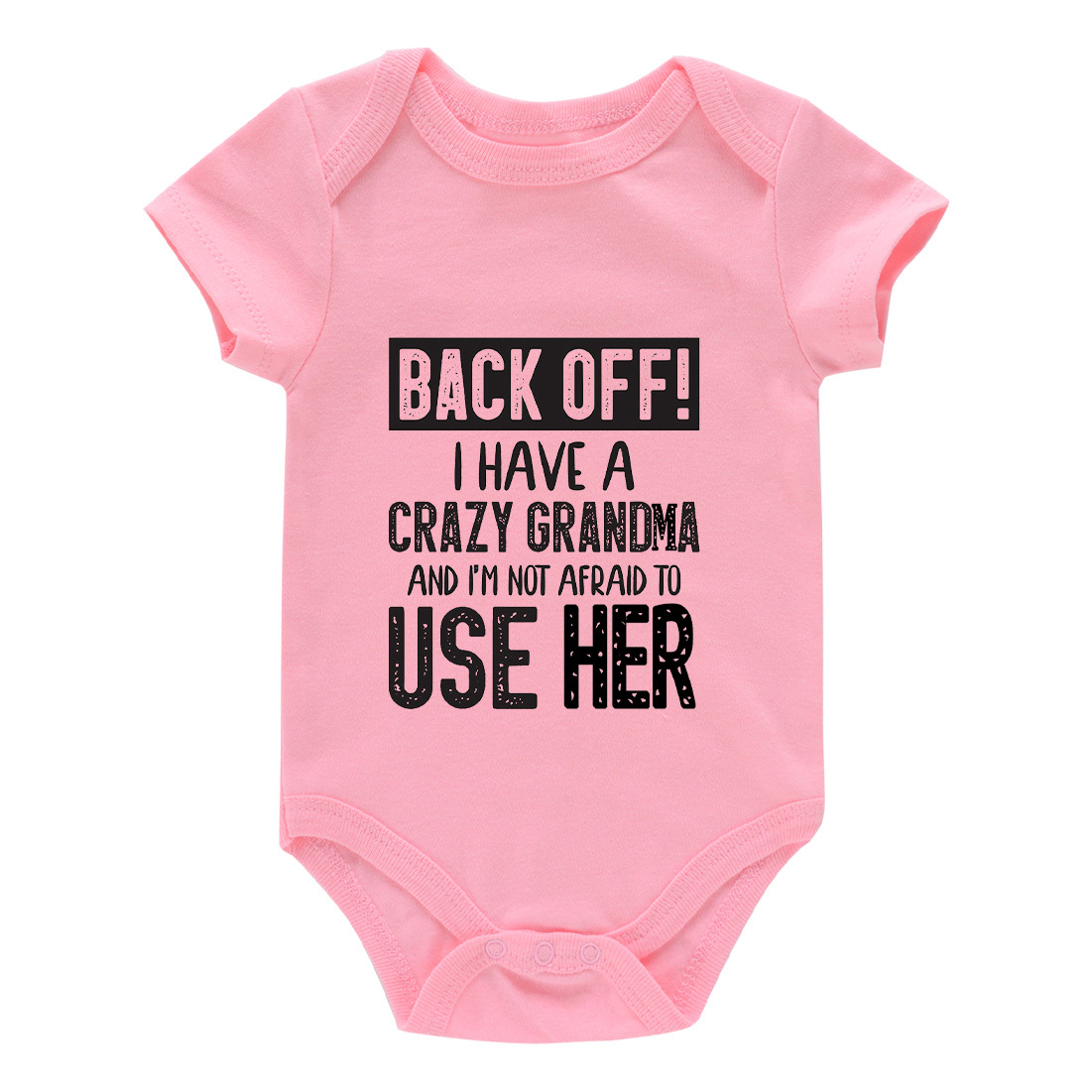 Baby Girls Casual "I Have A Crazy Grandma" Short Sleeve Onesie Clothes