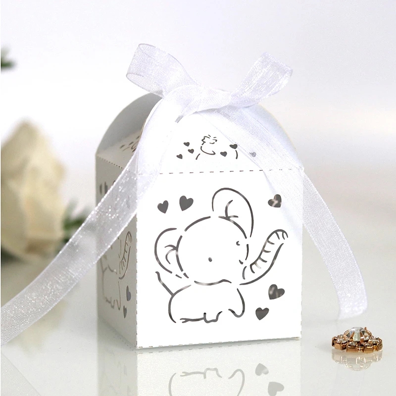 

25pcs Elephant Candy Box Carriage Favors Packaging Gifts Bag For Guests Shower Bitrhday Wedding Party Decoration Supplies, Gift Bags