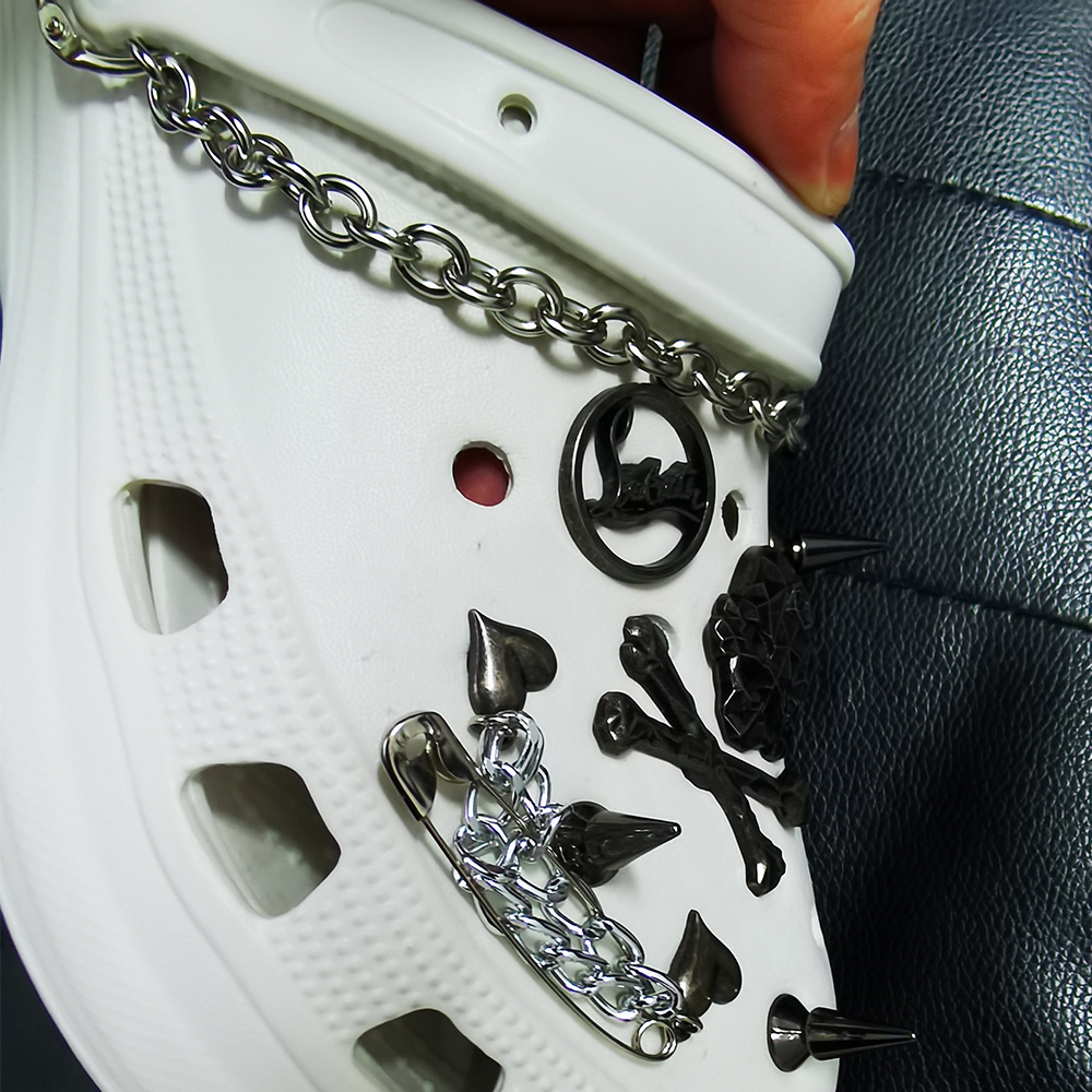 Punk Style Croc Charms Diy Hole Sandals Decorations Skull - Temu