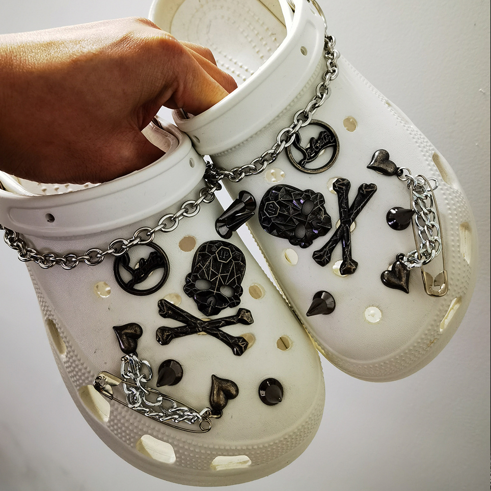 Punk Style Croc Charms Diy Hole Sandals Decorations Skull And Spikes  Accessories For Vintage Shoes Parts Make Your Shoes Unique - Temu Australia