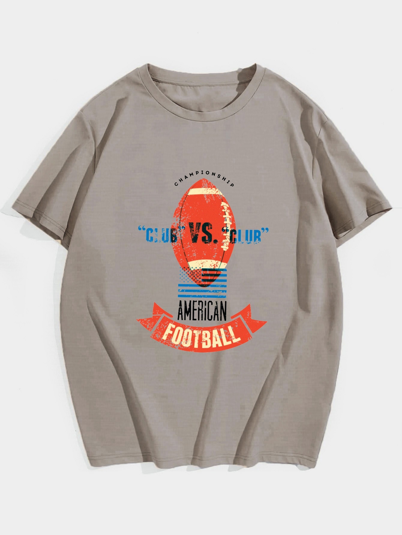 Men's American Football Game Day Graphic Print Casual Trendy Comfortable Crew Neck Short Sleeve T-Shirts, Summer Oversized Loose Tees Plus Size,Temu