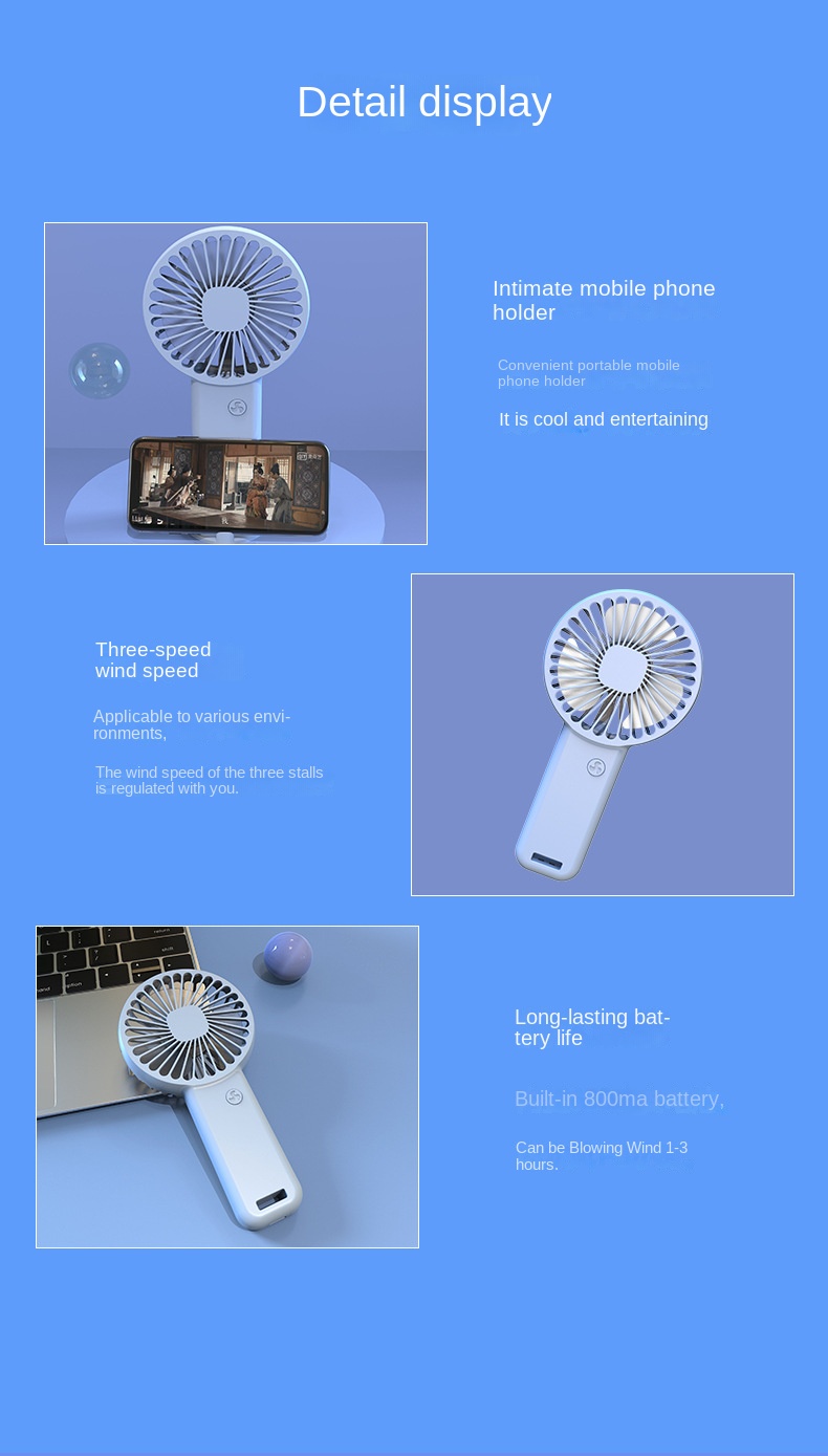 1pc handheld fan usb rechargeable small fan portable mini dorm desktop mute gift summer essential back to school supplies for rv outdoor camping picnic   details 8