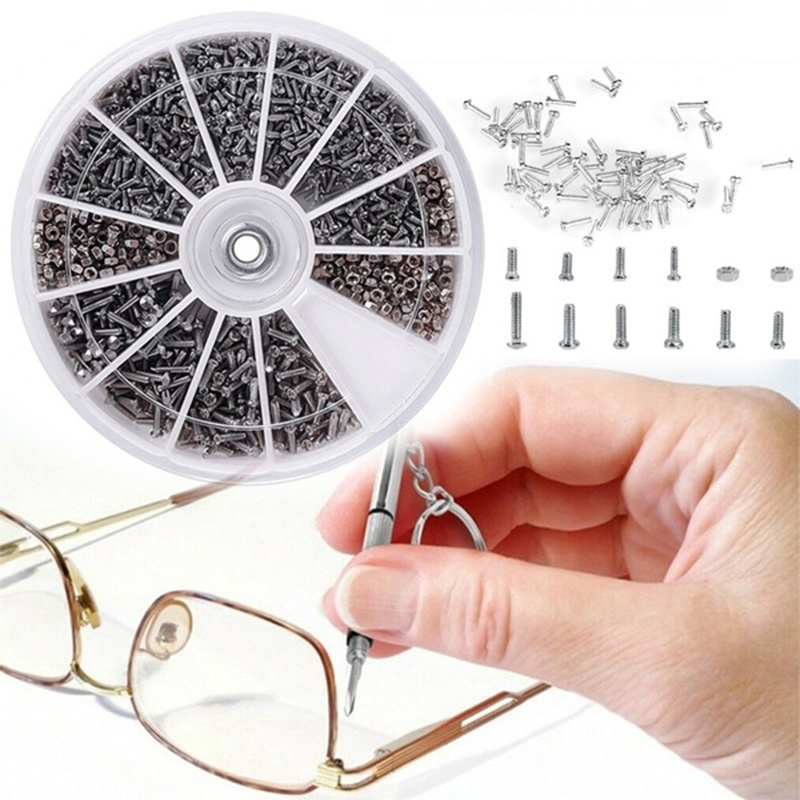 1000pcs Tiny Screws Nut Assortment Glasses Watch Spectacles Repair Tool Kit