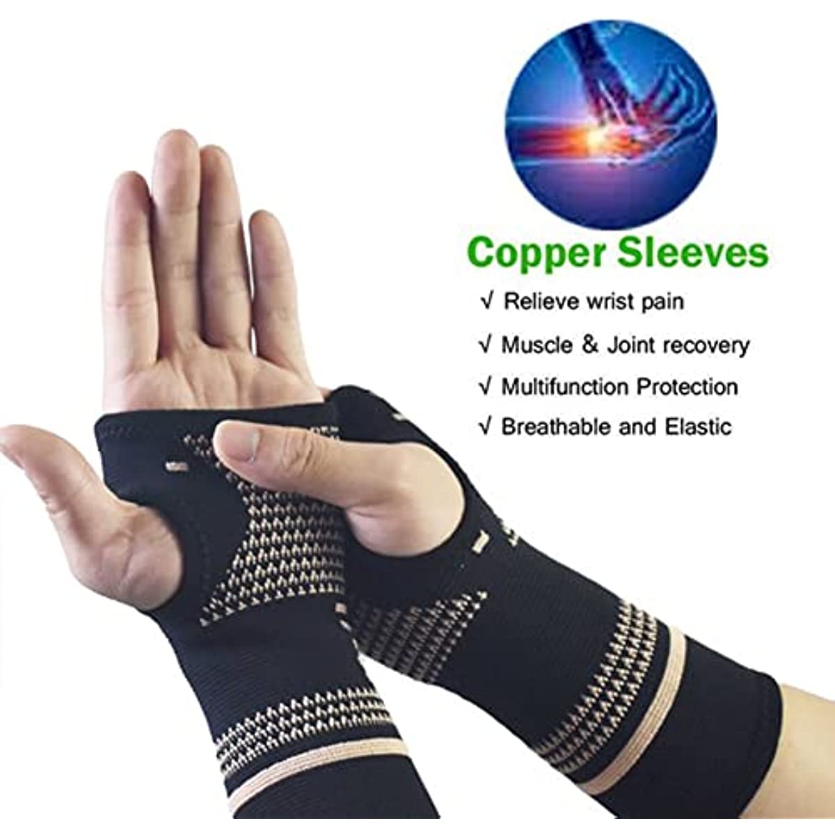 Copper Infused Wrist Support Sleeves For Sports And Injury - Temu Mexico