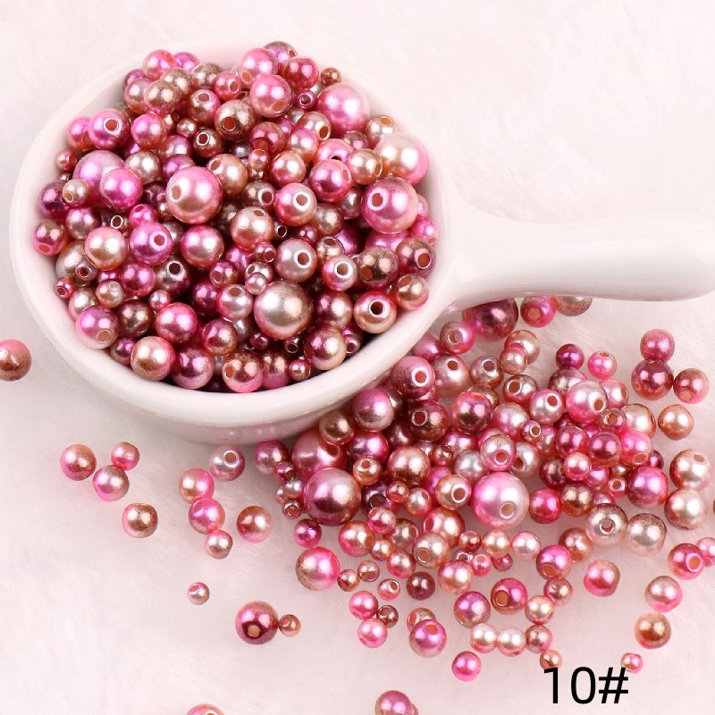 Mix Size Beads With Hole Colorful Pearls Round Acrylic - Temu