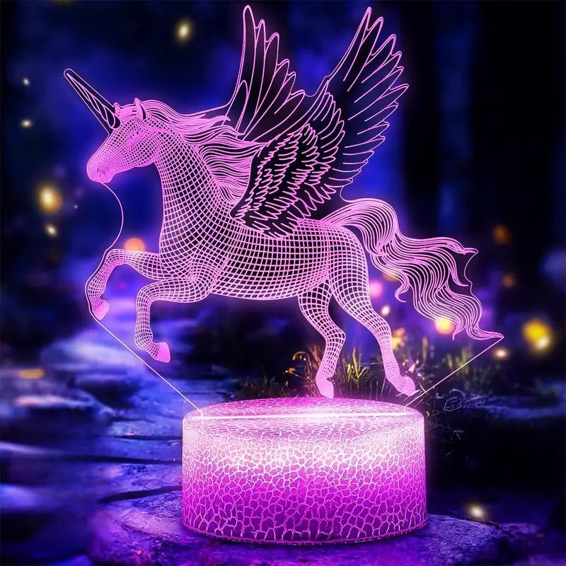 1pc Luce Notturna Unicorno Lampada Notturna 3d 7 Colori - Temu Italy