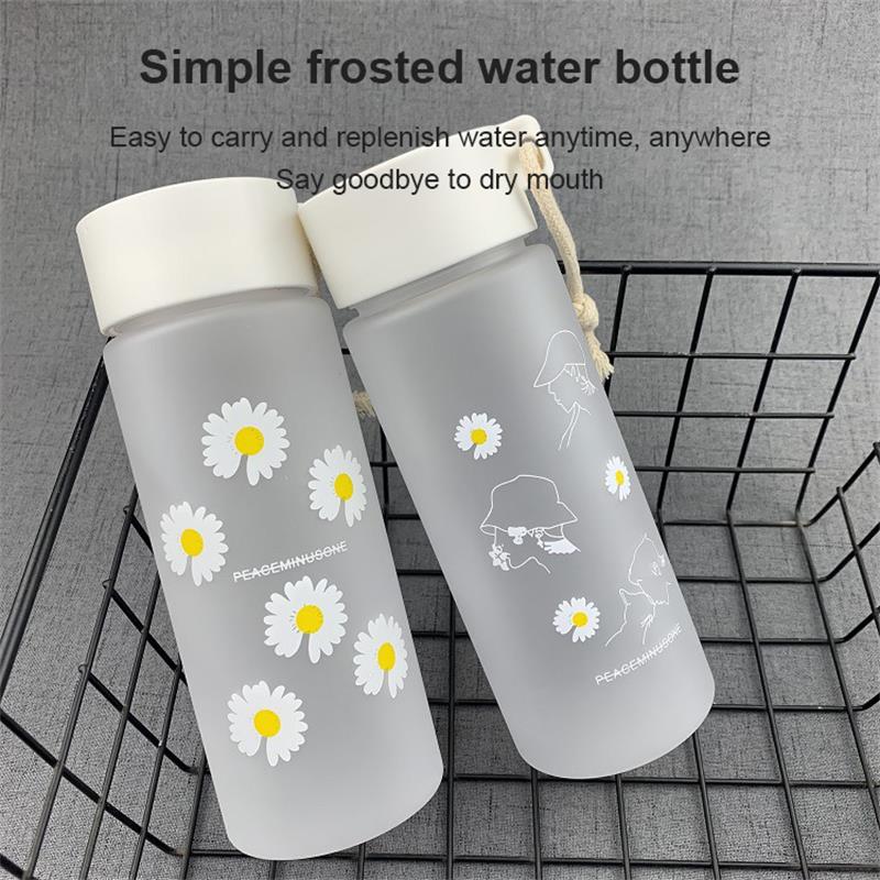 500ml Small Daisy Cute Frosted Plastic Water Bottles Creative