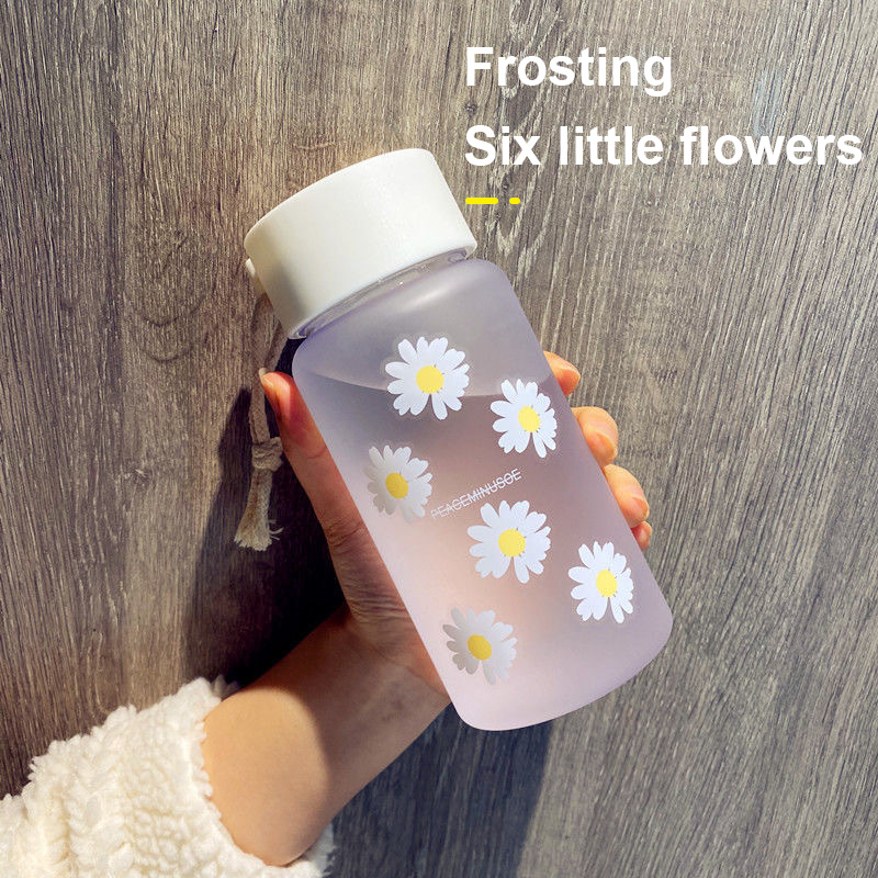 Flower Pattern Water Bottle Simple Transparent Plastic - Temu