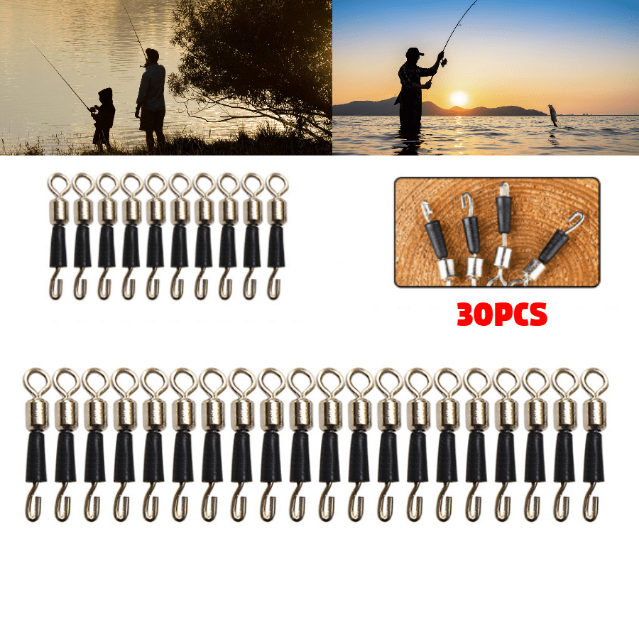 

30pcs Premium Multi-bearing Fishing Swivels With Solid Rings And Quick Connect Hook - Smooth And Reliable Fishing Connector With Silicone Rubber Replacement Tool - Essential Fishing Supplies