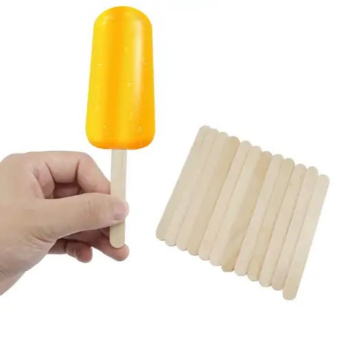 50 Pcs Natural Wooden Stick for Handmade Food Ice Cream Popsicle Sticks  Child Hand DIY Wood Craft Wax Waxing Disposable Sticks