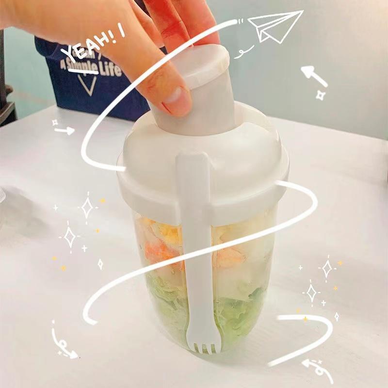 1pc White/Green Portable Bottle Salad Container Bottle-Shaped