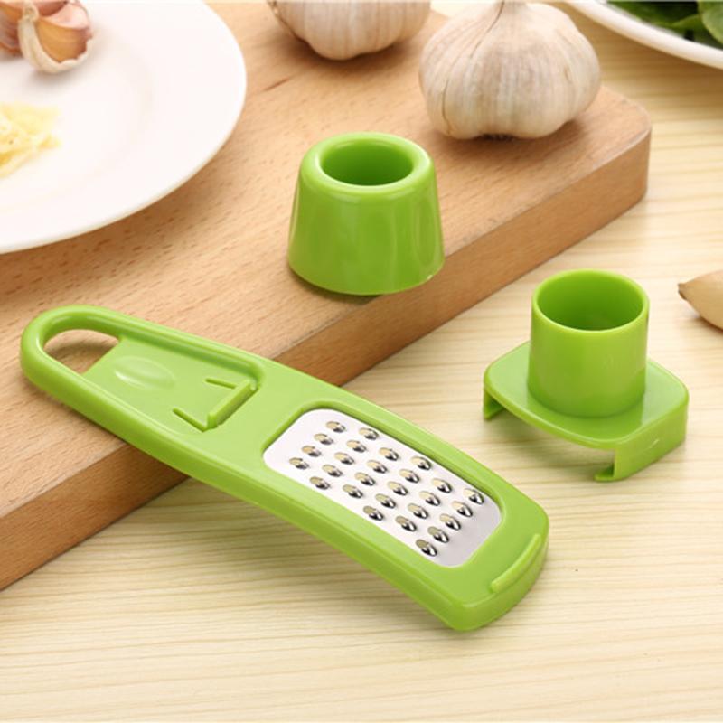  Coralpearl Garlic Ginger Press Cutter Mincer Chopper Crusher  Slicer Grater Grinder Dicer Machine Food Aid in Plastic Stainless Steel  with Silicone Peeler Kitchen Gadget Green Tool Set (Round): Home & Kitchen