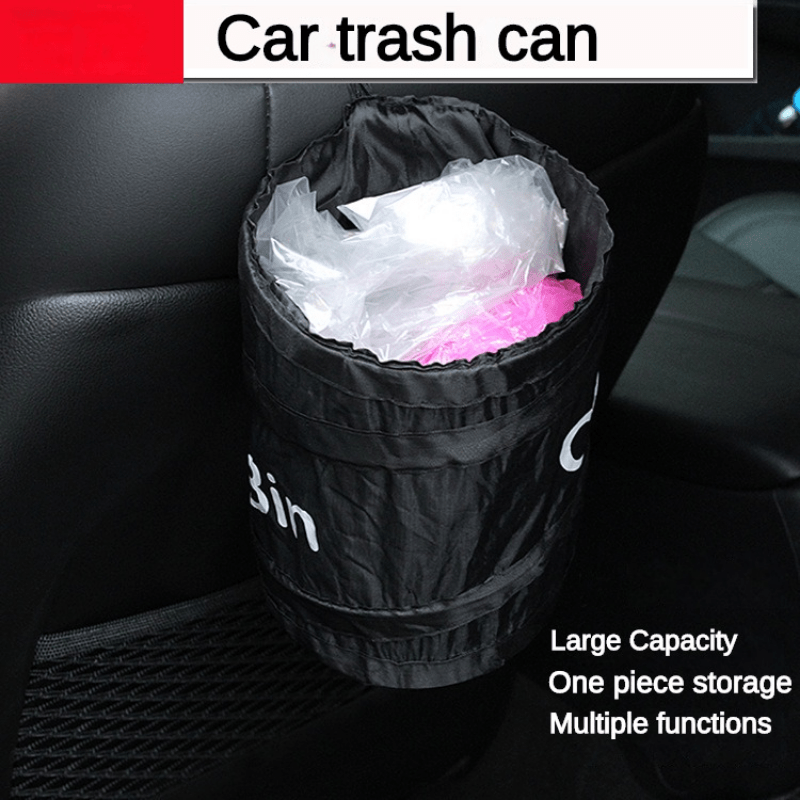  Wakauto Papelera para coche, mini accesorios de coche con tapa,  bote de basura pequeño, contenedor de basura de coche, accesorios  interiores de automóvil (negro) : Automotriz
