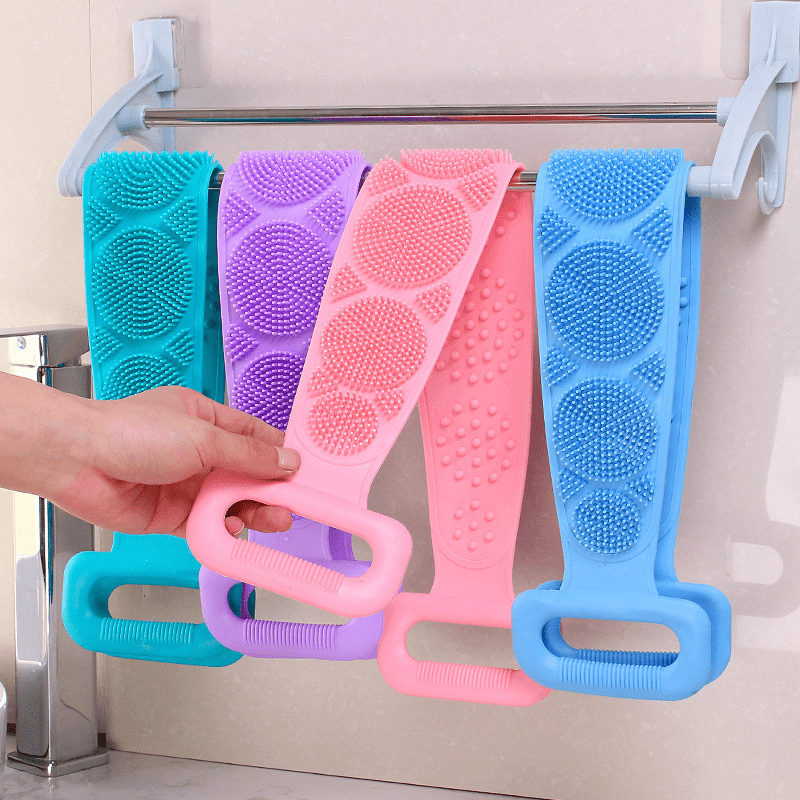 

1pc Soft Silicone Back Scrubber Loofah Bath Towel For Daily Body Exfoliation And Massage - Perfect For Shower And Bathroom Use - Ideal For Men And Women