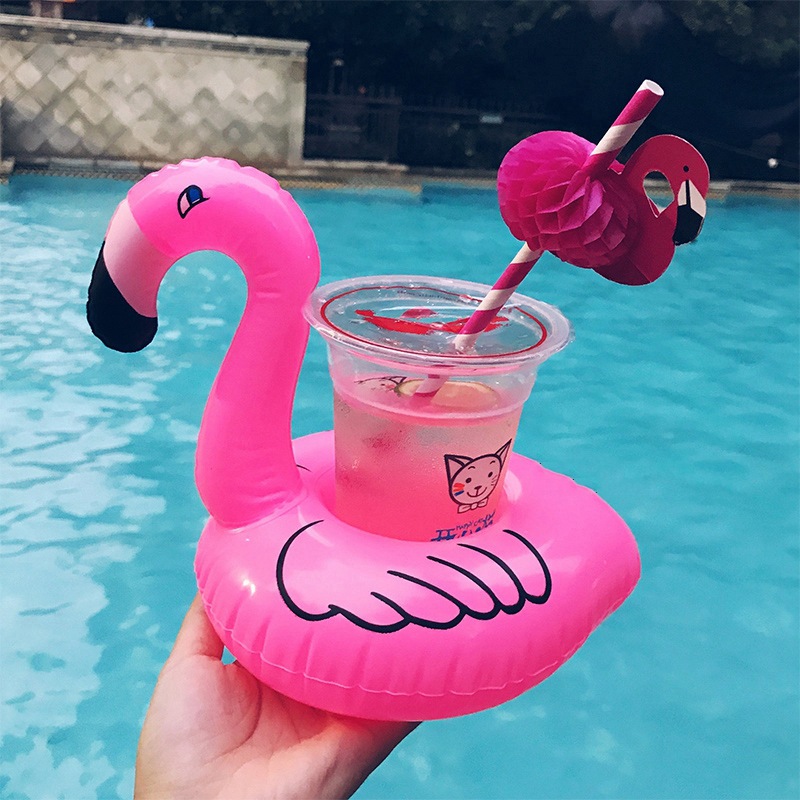 1pc Inflatable Flamingo Drink Holder for Pool Party
