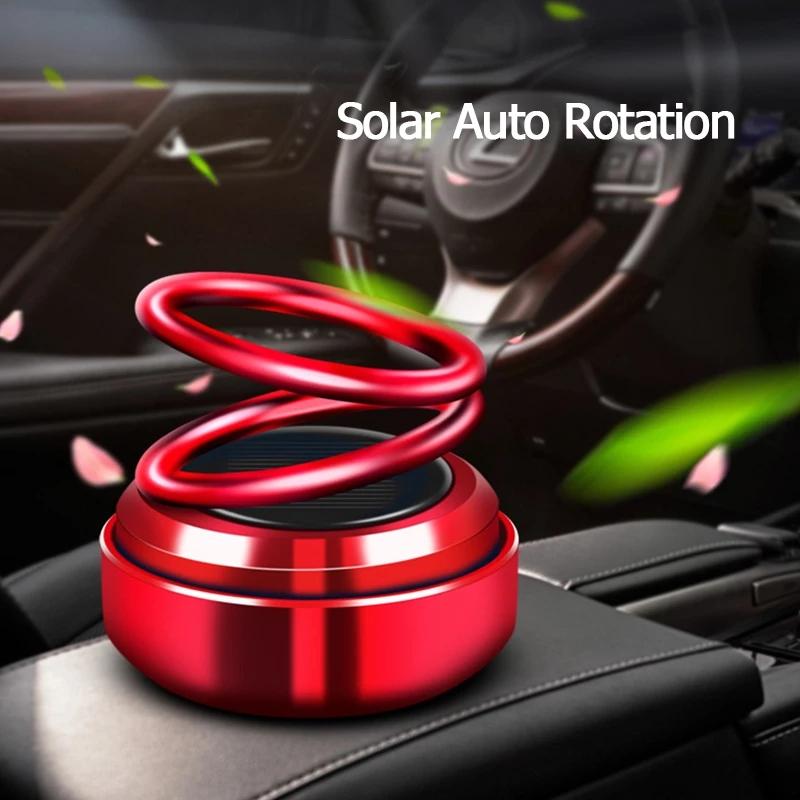 Solar Power Rotatable Red Colour Car Aroma With Air Freshener Perfume Car  Dashboard Decoration Ornament