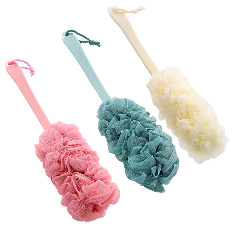 Back Scrubber for Shower,Loofah on a Stick,Plastic Long Handle Bath Sponge  Lufa Shower Brush, Soft Nylon Mesh Back Cleaner Washer for Women&Men