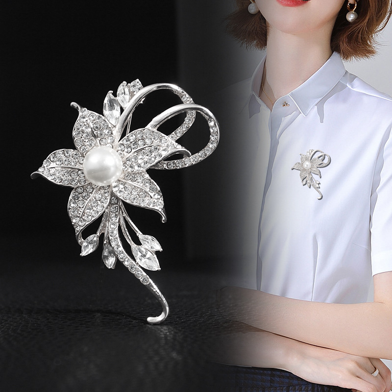 Luxury Fashion Elegant Faux Pearl Flower Brooches Pins For - Temu
