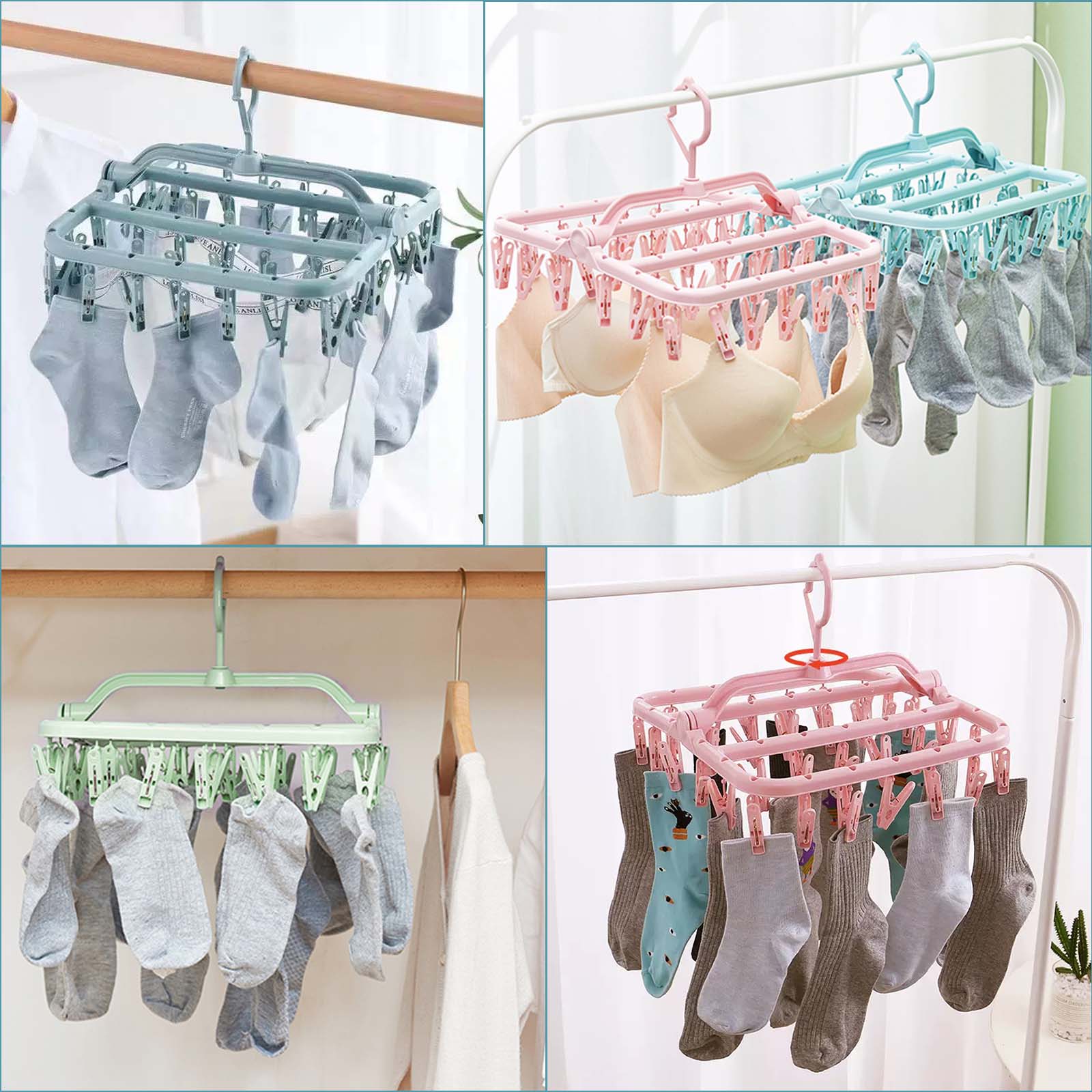 Folding Drying Clip Rack 20 Clips Wall mounted Underwear - Temu
