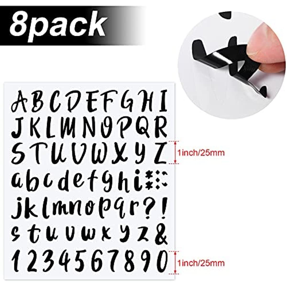  12 Sheets Vinyl Letters Stickers, 1inch Colorful