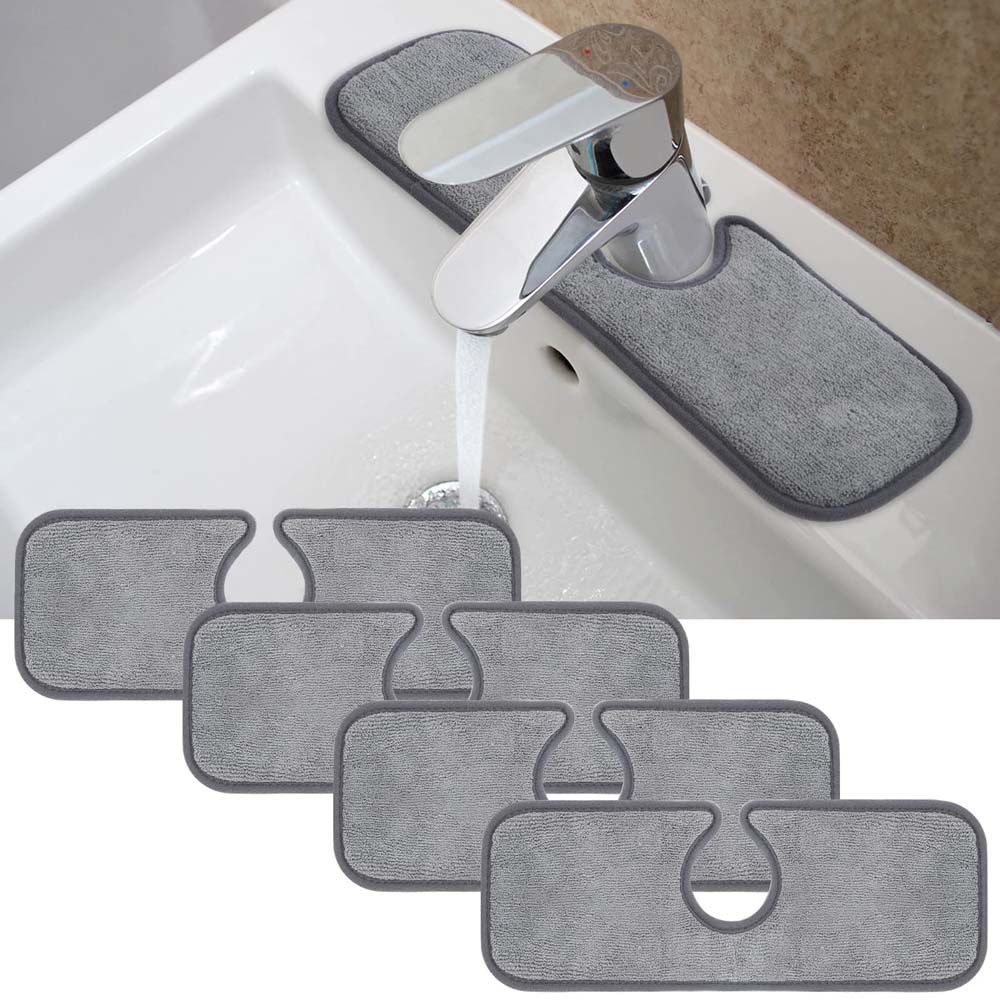 Faucet Absorbent Mat Dish Drying Mat for RV Kitchen Bathroom Water Stains Preventer, Size: 38 x 13cm, Gray