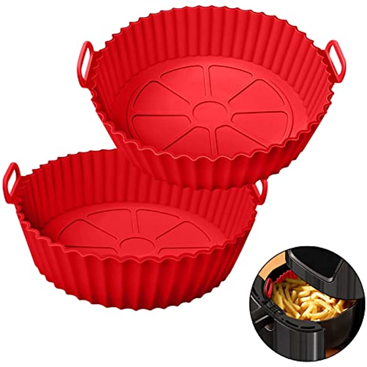10Pcs Air Fryer Silicone Pot with Muffin Cup Silicone Air Fryer Liner with  8 Muffin Mold Reusable Round Non-Stick Heat Resistant Air Fryer Silicone  Basket Pot for Kitchen Baking 