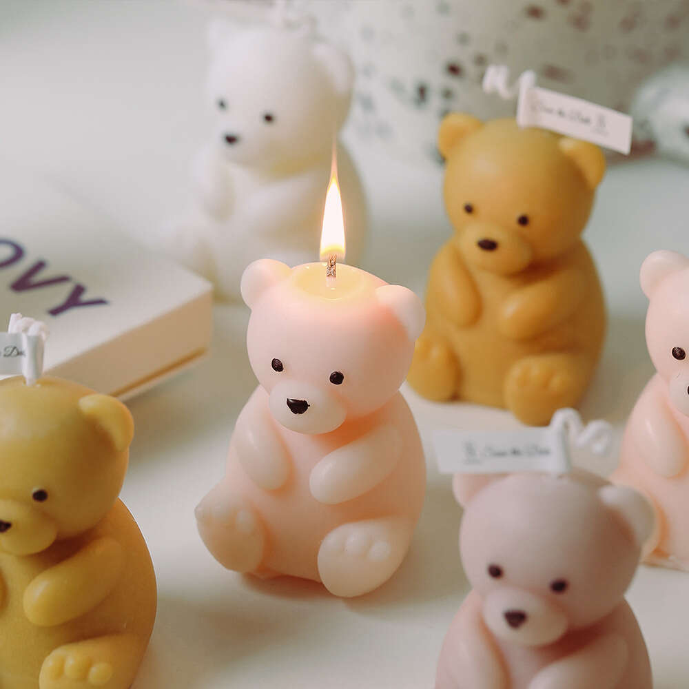 Cute Bear Soy Wax Scented Candle Ins Shooting Props Home Decorative  Centerpiece Aromatic Candles Interior Birthday Gifts
