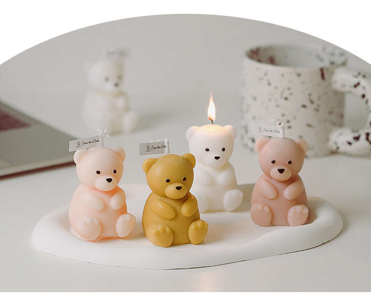 Teddy Bear Candle Bear Candle Handmade Natural Soy Wax Home Decor 