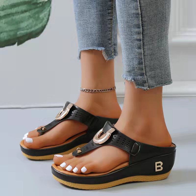 Flip Flop Big Size Platform Sandals Chinese Beach Slides Brown Women Wedge  Leather Plus Wide Fit Shoes Ladies Slippers Summer