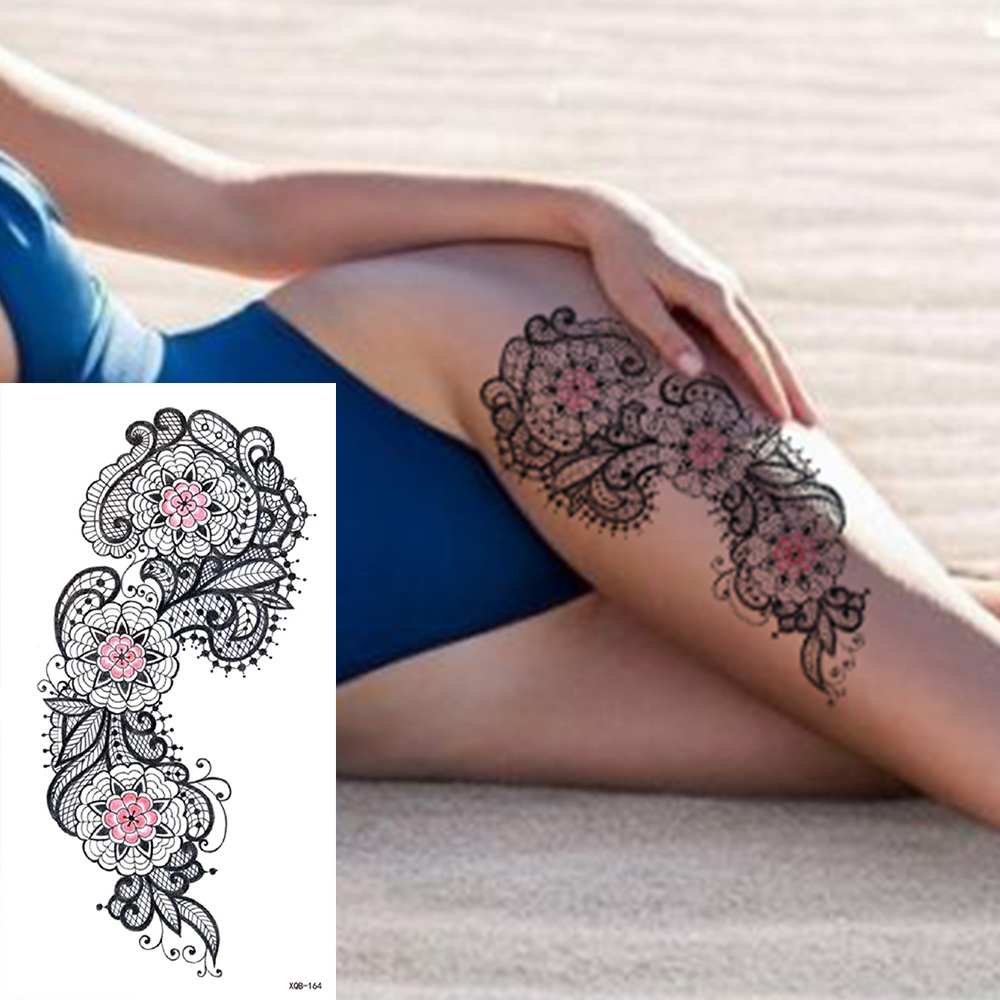 Impermeável Tatuagem Temporária Etiqueta Borboleta Lotus Lace Henna Flor  Flash Tatto Mulheres Homens Pintados À Mão Body Art Falso Tatuagens