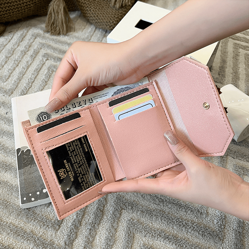 Women's Short Wallet Girl Card Holders Coin Purse Square Trifold