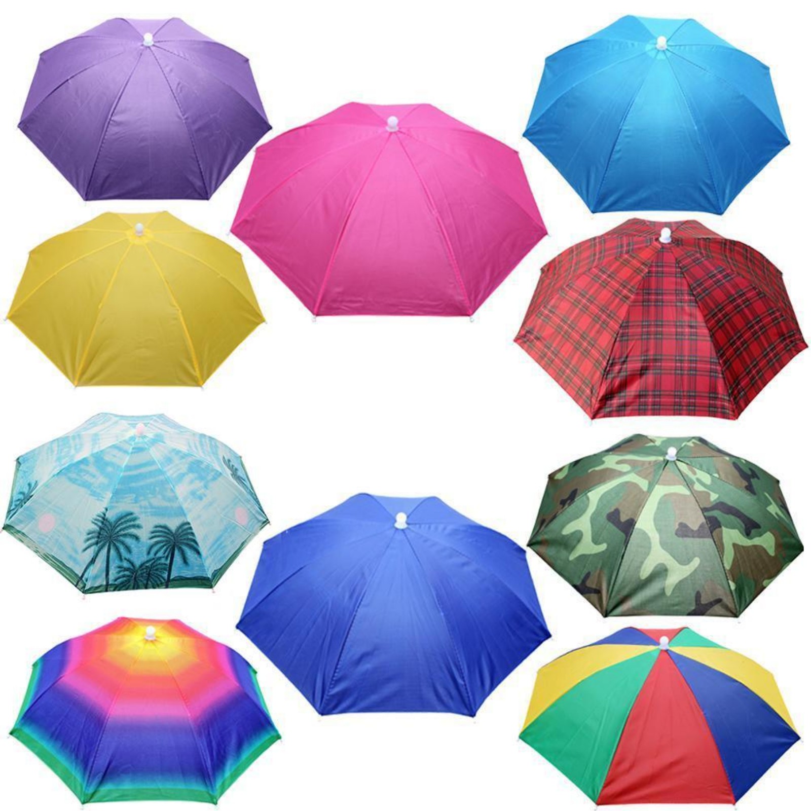  Umbrella hat 4 Pack for Kids Adults Outdoor 20 Multicolor  Head Umbrella Cap Rainbow Fishing Hats and Folding Waterproof Hands Free  Party Beach Headwear : Sports & Outdoors