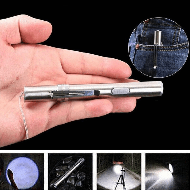 

Usb Rechargeable Mini Pocket Led Flashlight - Portable Penlight Torch Light For Outdoor And Emergency Use