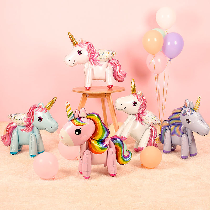 1set Arcobaleno Unicorno Palloncino Numero Di Lamina Palloncini Bambini  Unicorno Tema Decorazioni per feste di compleanno