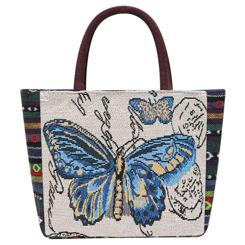 Butterfly Printed Handbag Large Capacity Zipper Canvas Bag