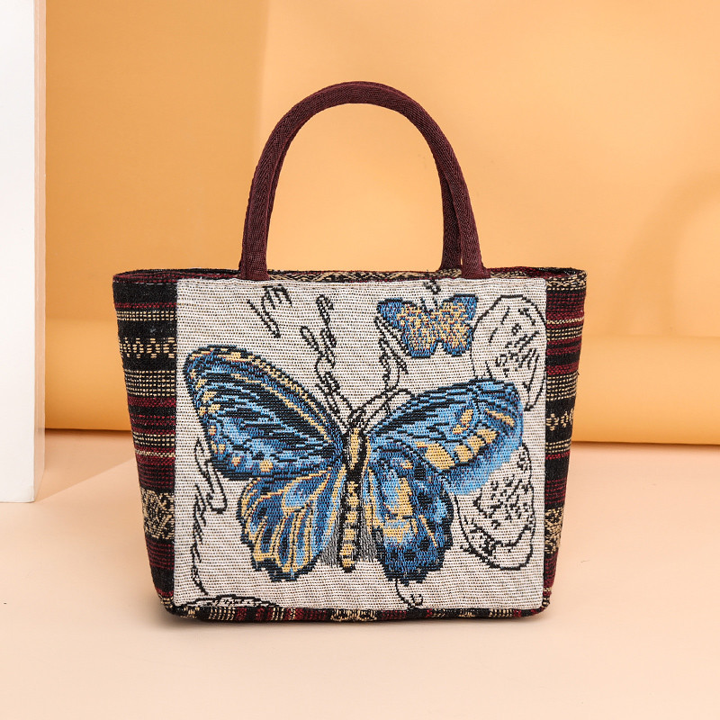 Butterfly Printed Handbag Large Capacity Zipper Canvas Bag