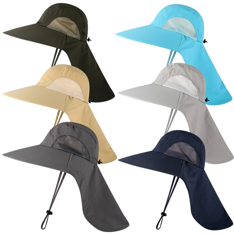Wide Brim Sun Hat with Neck Flap, UPF50+ Hiking Safari Fishing Hat, Bucket Hat for Men Women, Sun Protection Beach Hat,Temu