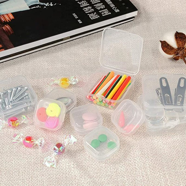 1 5 10pcs plastic transparent mini box with lid square container for storage earbuds jewelry earrings parts box details 4