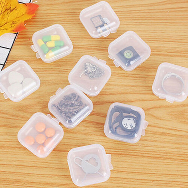 1 5 10pcs plastic transparent mini box with lid square container for storage earbuds jewelry earrings parts box details 5