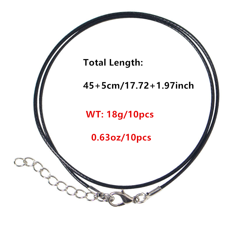 5/10pcs Waxed Necklace Cord Leather Necklace String Rope Wire  17.72inch+1.97inch Extender Chain With Lobster Clasp Jewelry Making  Accessories
