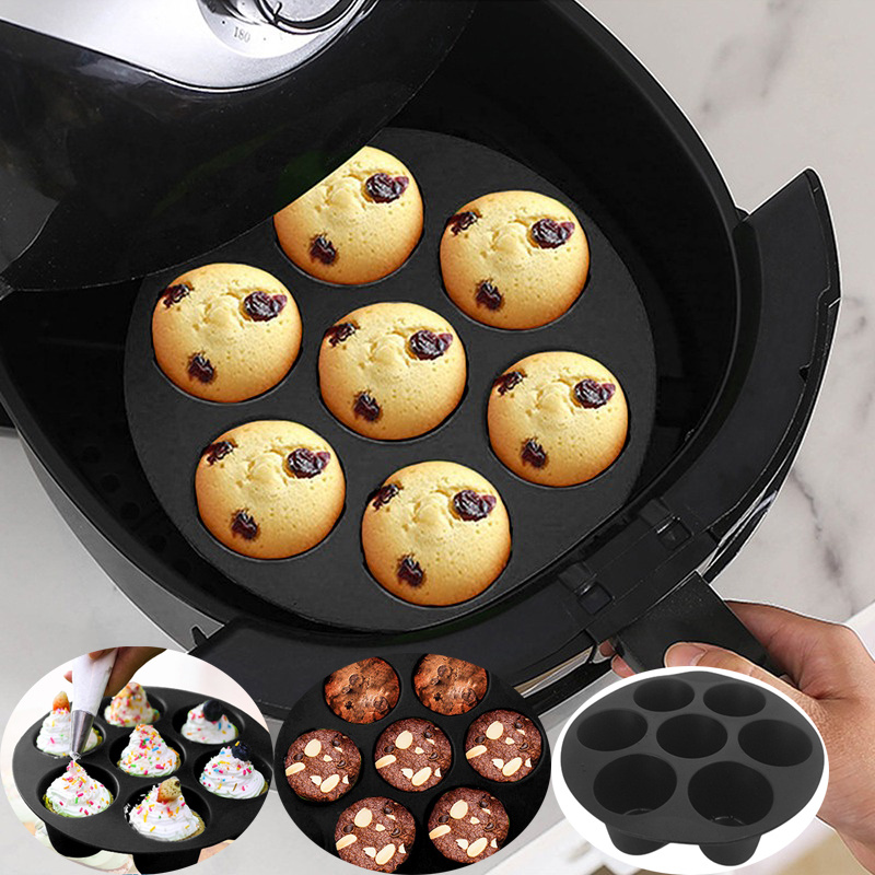 SILICONE AIR FRYER Molds 7-Cavity Cupcake Cake Muffin DIY Baking Cups Cake  Pans $11.10 - PicClick AU