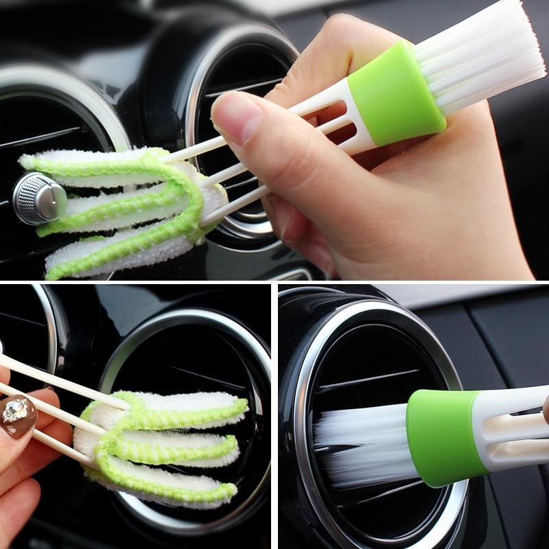 Multifunction Car Air Vent Cleaner Mini Double-end Micro Fiber Vent Duster  Removable Cloth Cover Portable Cleaning Brush For Car Detailing Care - Temu